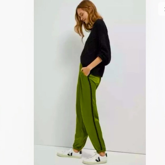Anthropologie Diandra Pleated Joggers Pants Green4 - Picture 4 of 10